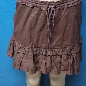 Abercrombie & Fitch Brown Cotton Drawstring Ruffle Skirt